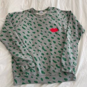 Clare V Green Leonard Lips Sweatshirt